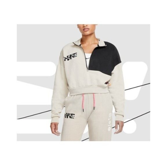 Nike x Eileen Tjan Cropped 1/2 Zip-Up Colorblock Sportswear Sweatshirt, M - Picture 14 of 16